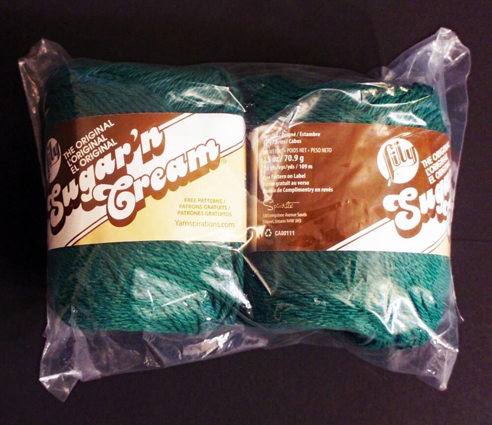 2 rolls of Lily Sugar'n Cream Yarn in a lovely forest green color, still sealed